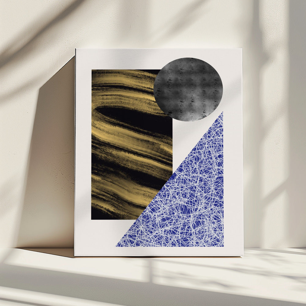 Geometrische vormen met een zwart-gouden textuur | Canvas
