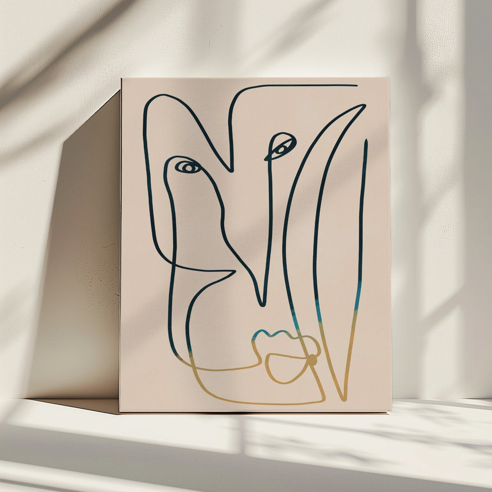 Lijnkunst Gezicht | Canvas