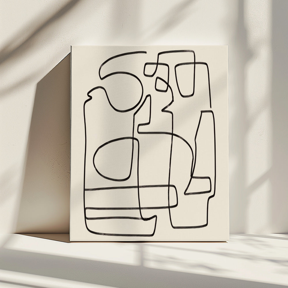 Warme abstracte lijnkunststudie | Canvas