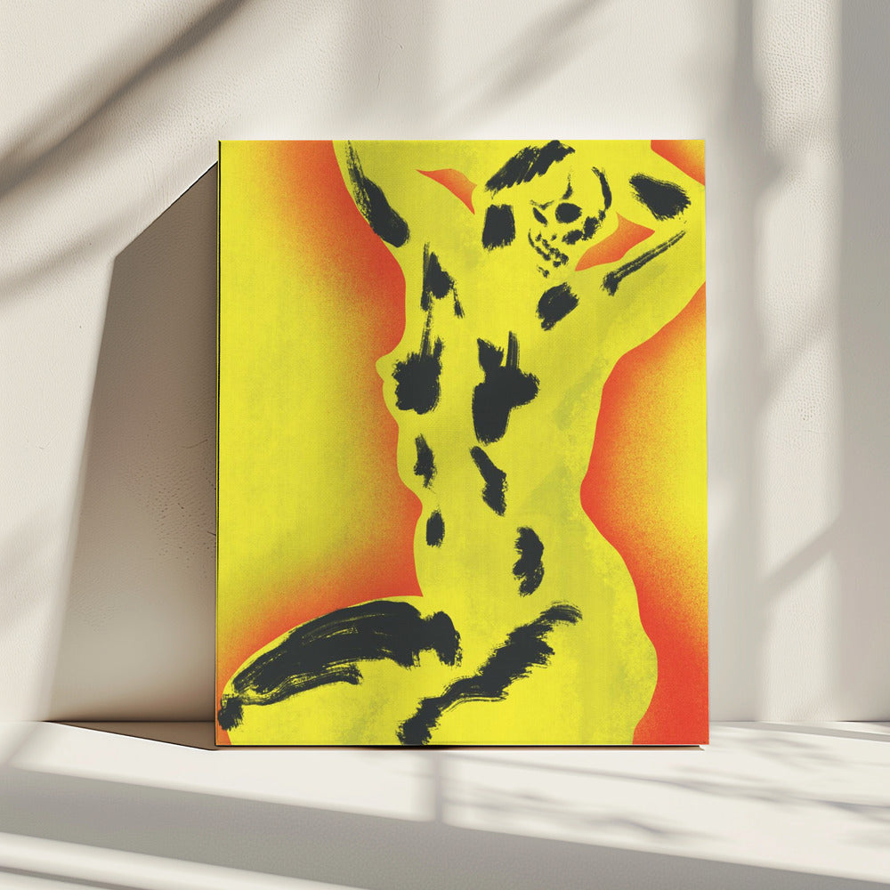 Gele schedel naakt | Canvas