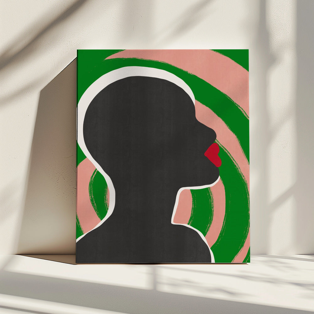 Anoniem portret in groene spiraal | Canvas