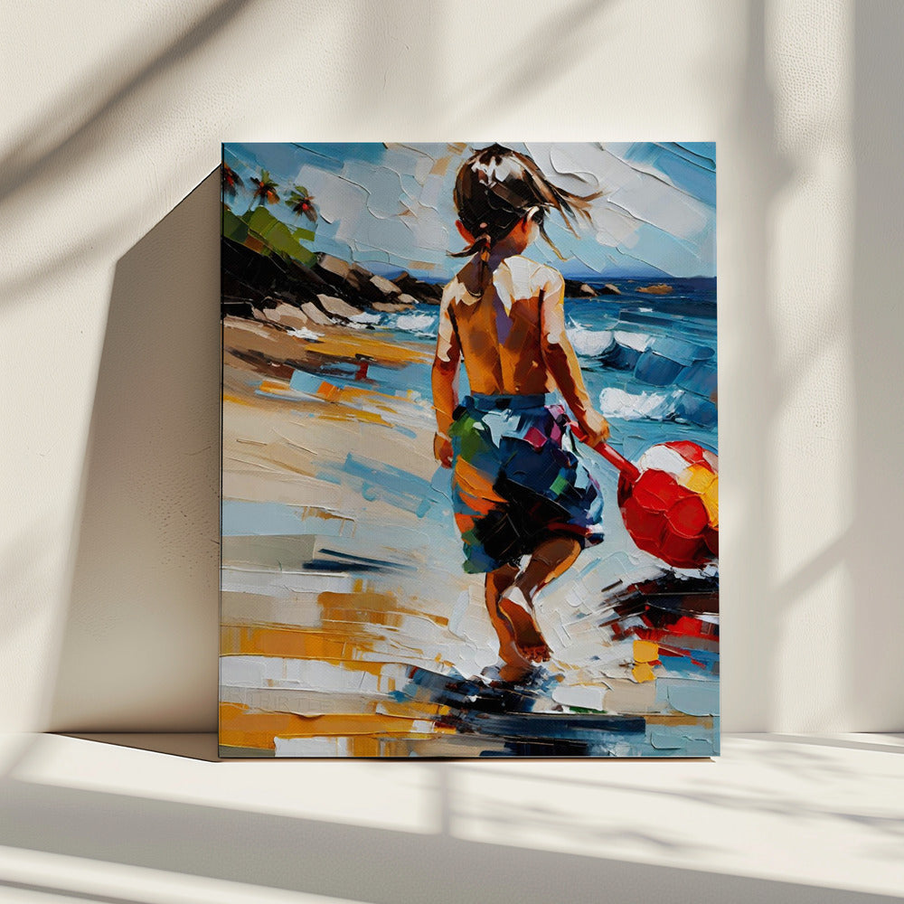 Jongen op het strand | Canvas