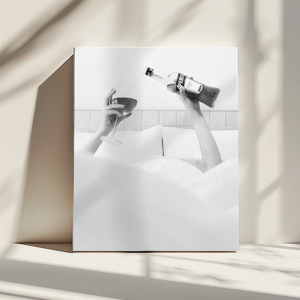 Aperol In Bed Zwart-wit | Canvas