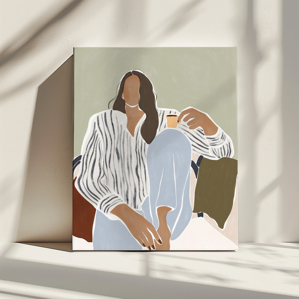 Vrouw geniet van een kopje espresso | Canvas