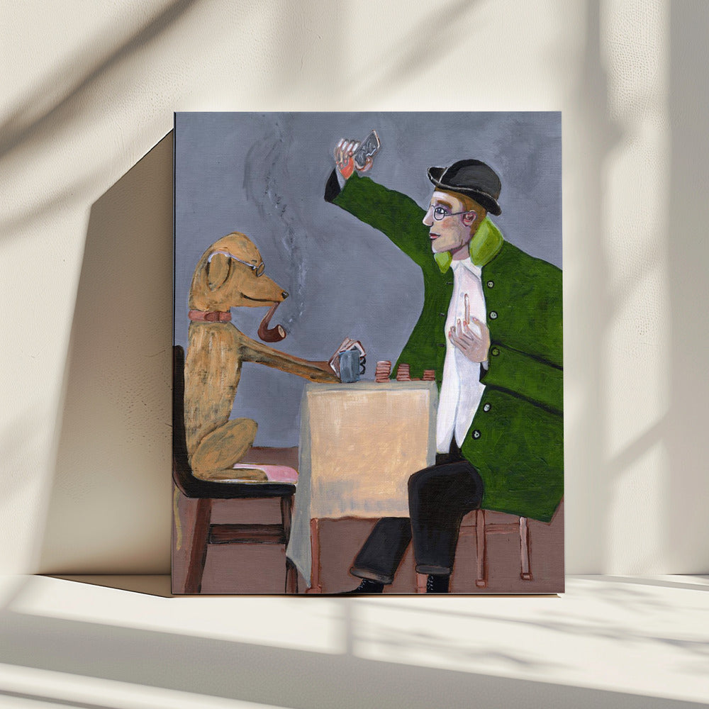Humorkaartspel met hond vintage | Canvas