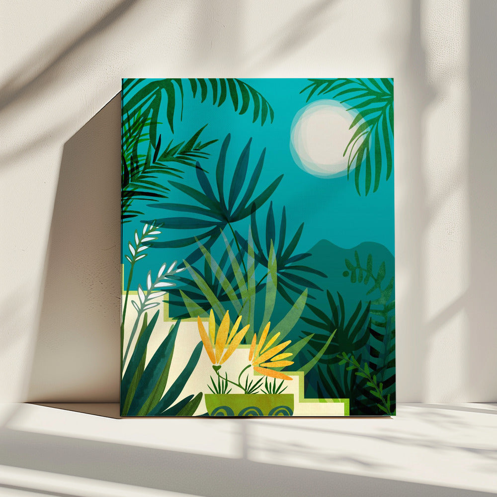 Regenwoud met maanlicht | Canvas