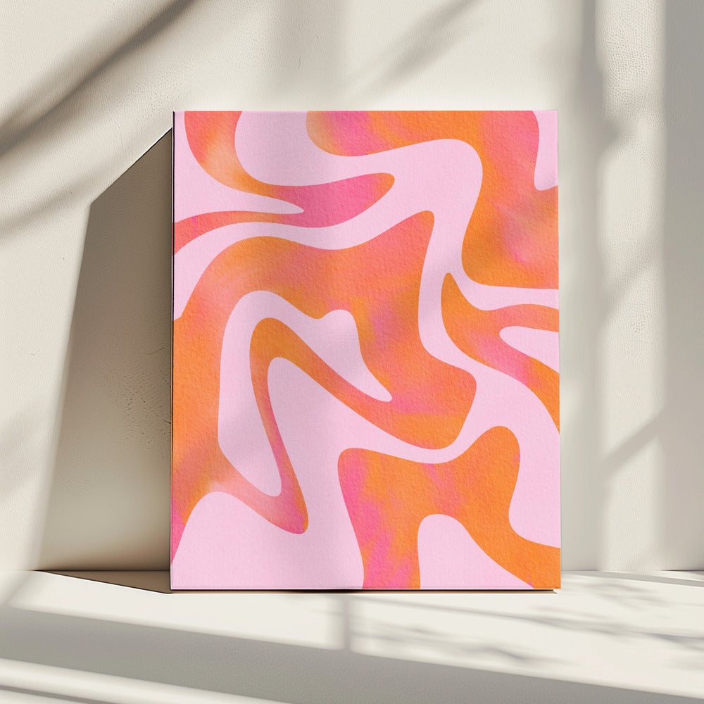 Abstracte golf in roze | Canvas