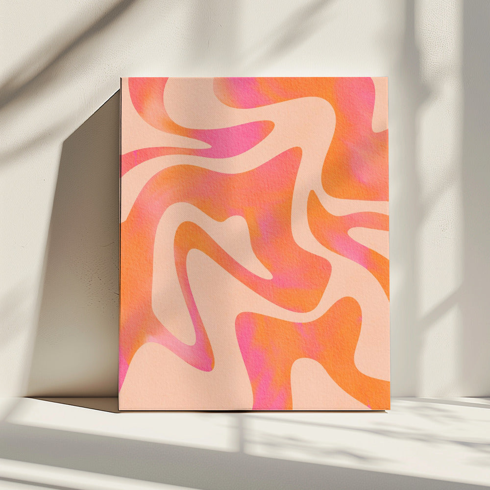 Abstracte golf - Perzikdons | Canvas