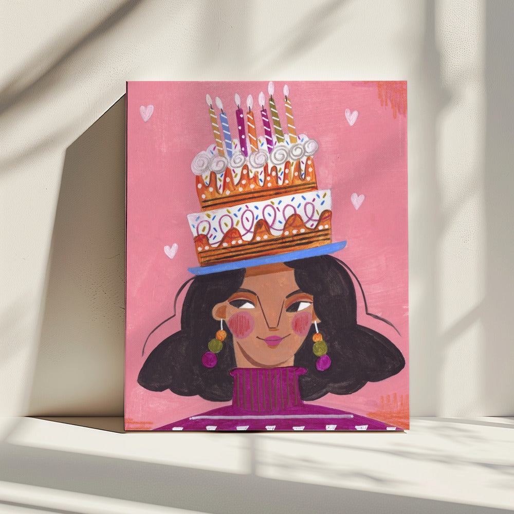 Vrouw met taart | Canvas