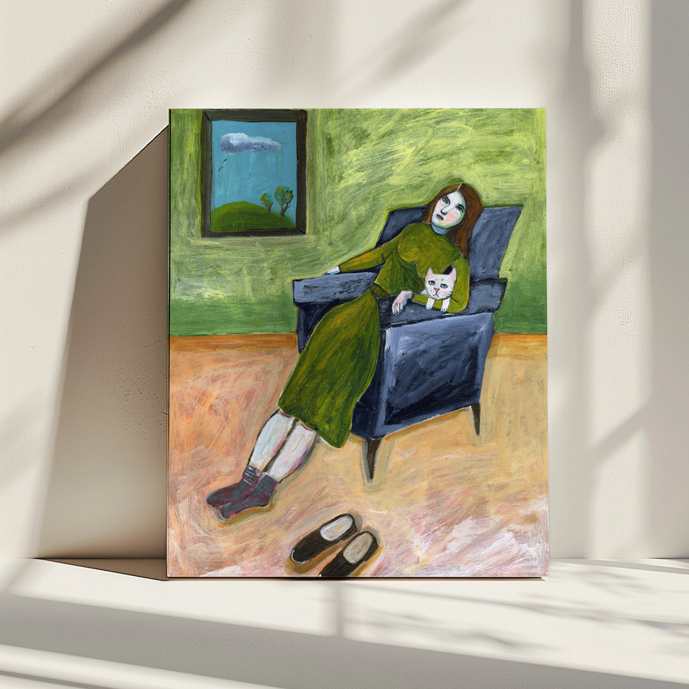 Dame met kat | Canvas