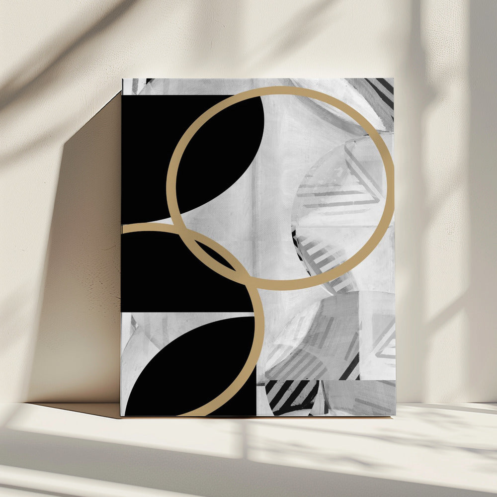 Zwart-witte strepen gouden bollen nr. 1 | Canvas