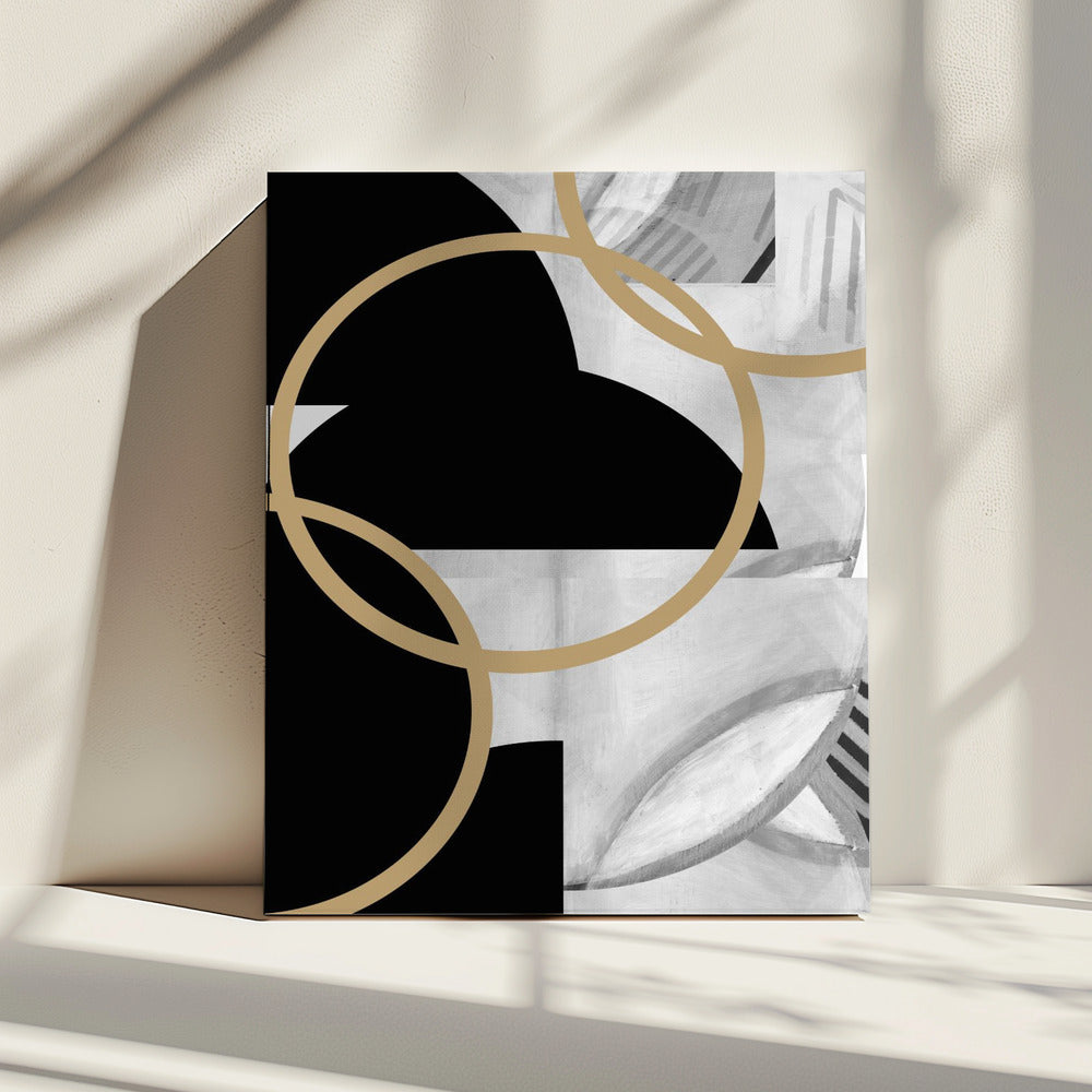 Zwart-witte strepen gouden bollen nr. 3 | Canvas
