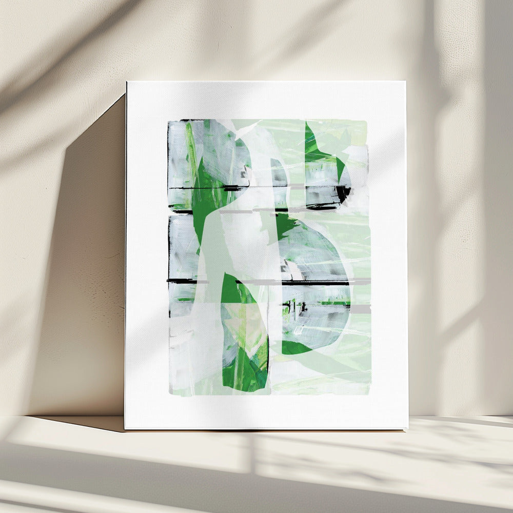 Limegroen Zwart Abstract Nr. 3 | Canvas