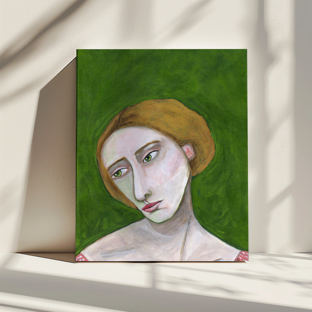 Dame kijkt naar beneden | Canvas