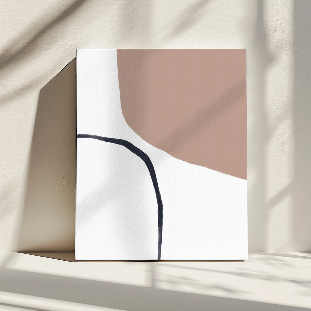 Zachte beige en zwarte lijnen | Canvas