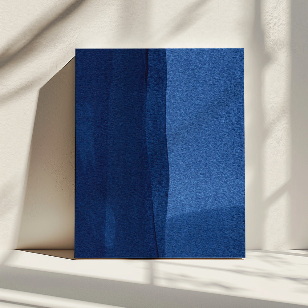 Blauwe textuur met vloeiende verticale lijnen | Canvas