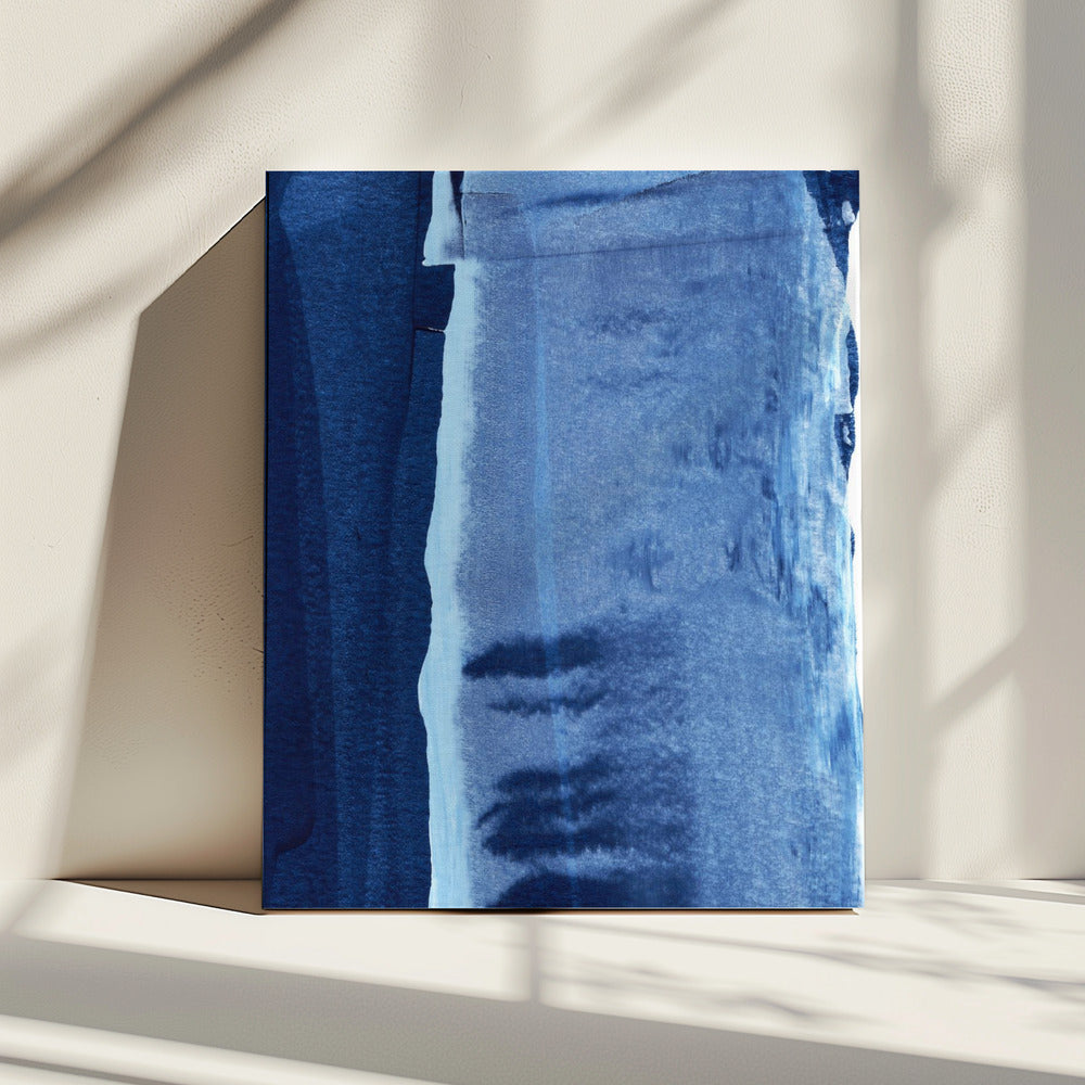 Blauwe textuur met vloeiende verticale lijnen | Canvas