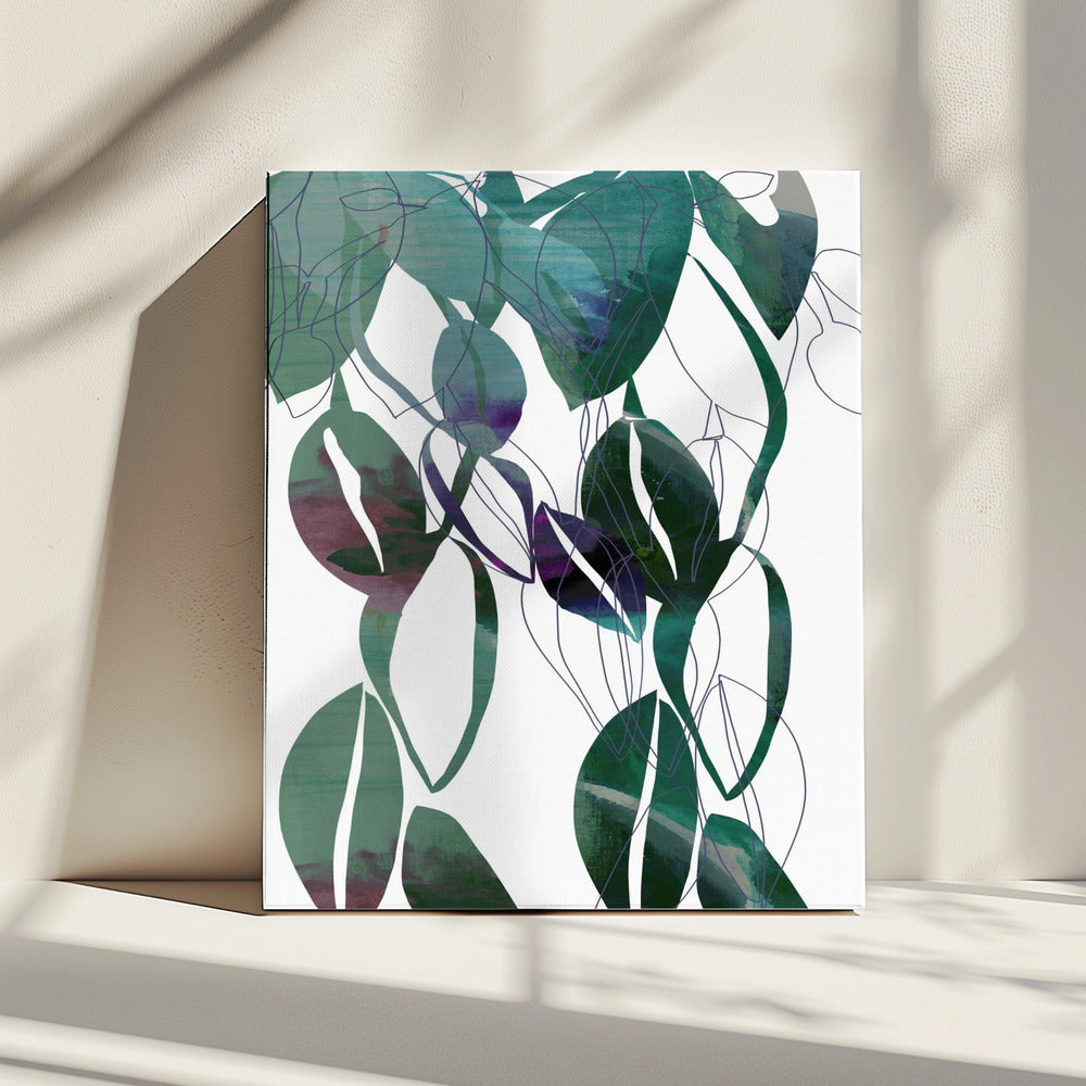 Botanische bladprintkunst in marineblauw 4 | Canvas