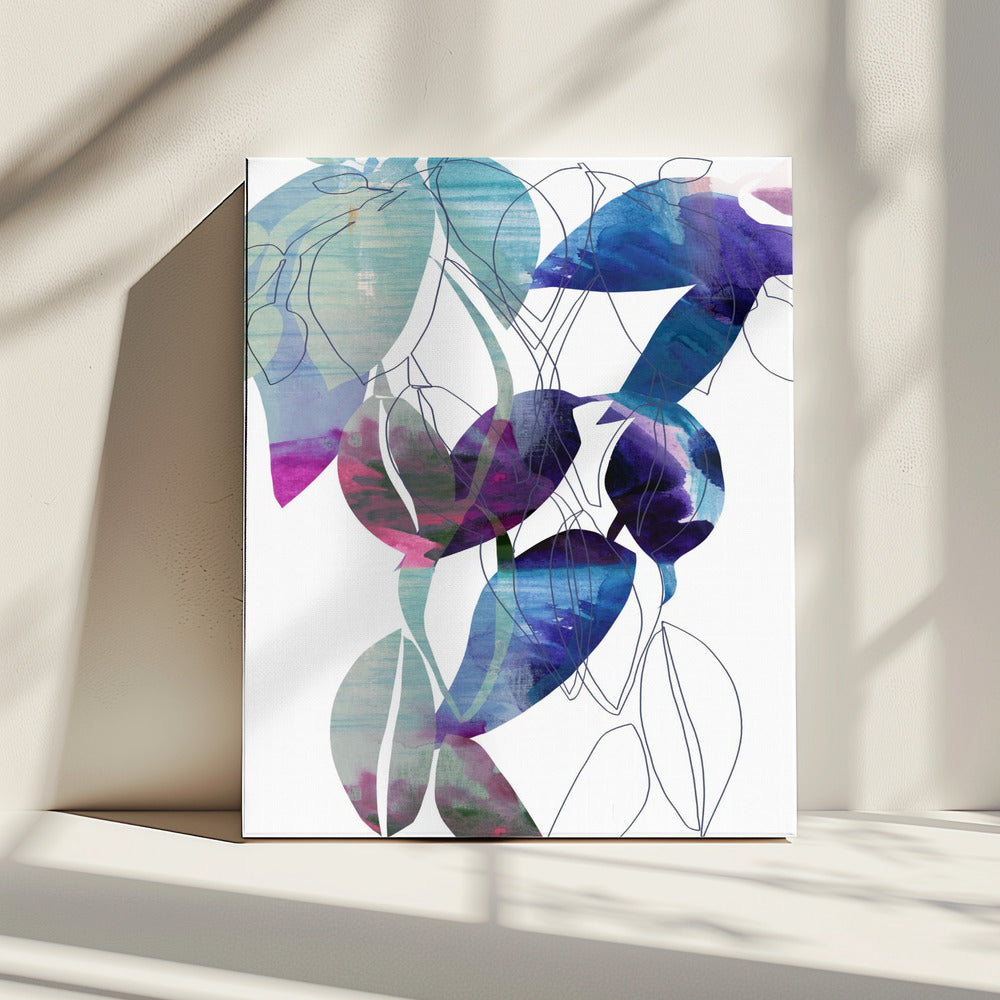 Botanische bladprintkunst in marineblauw 2 | Canvas