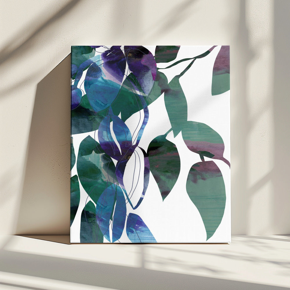 Botanische bladprintkunst in marineblauw 1 | Canvas