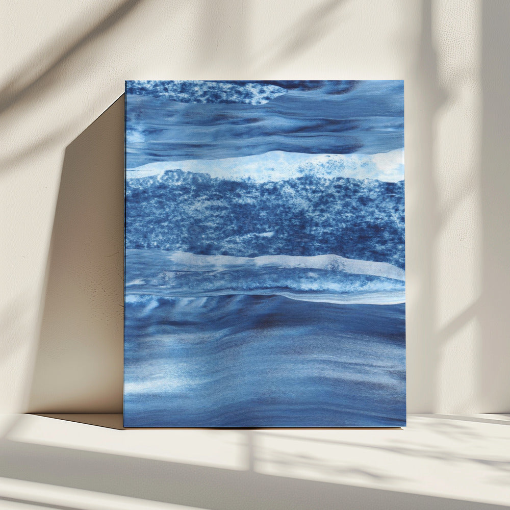 Blauwe textuur met vloeiende verticale lijnen | Canvas