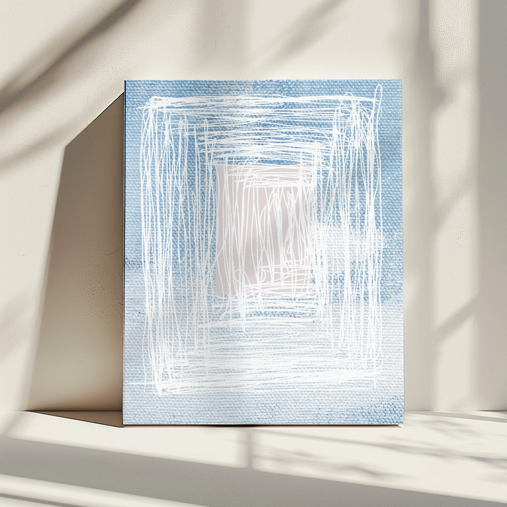 Witte lineaire patronen met geometrisch ontwerp | Canvas