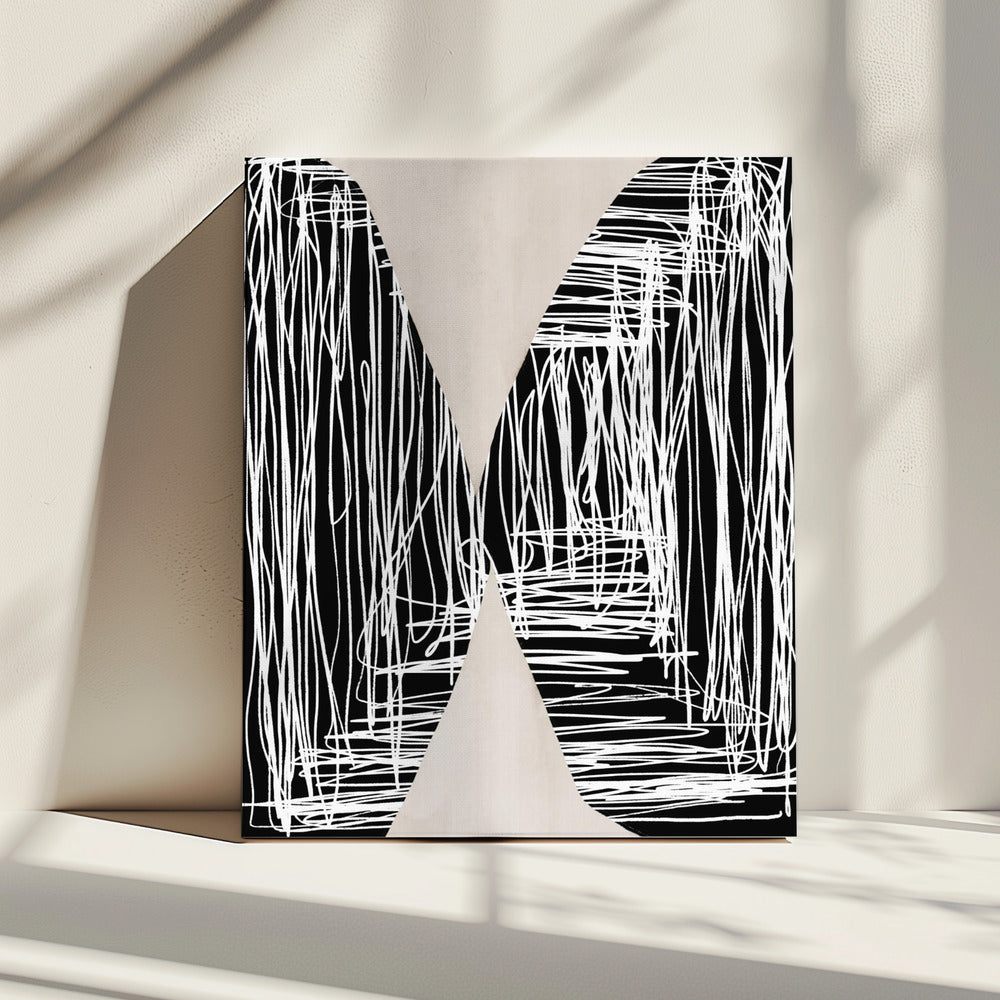Monochroom doolhof | Canvas