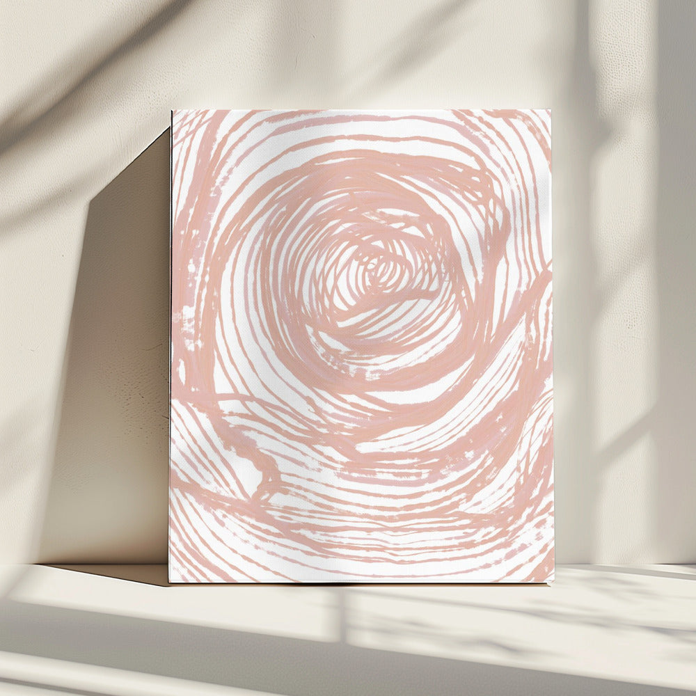 Wervelende lijnen in zachte perziktinten | Canvas