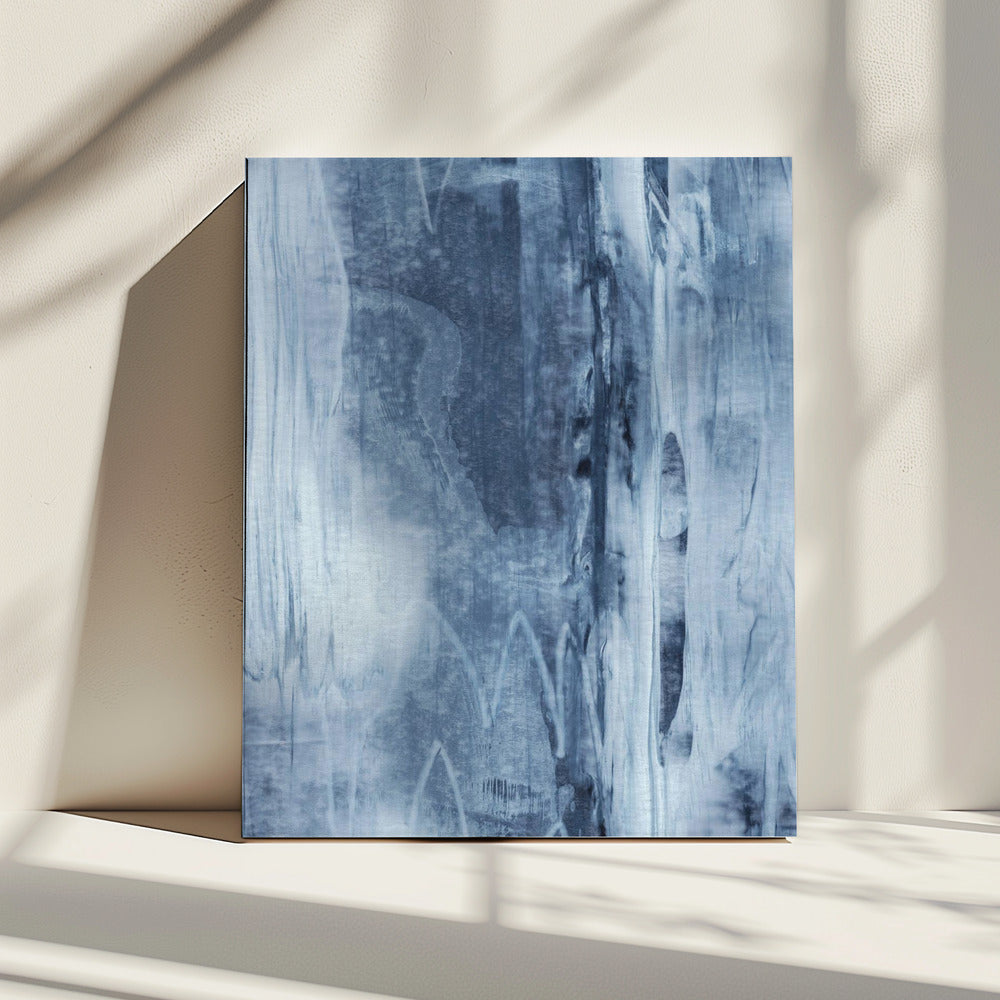 Blauwe textuur met vloeiende verticale lijnen | Canvas