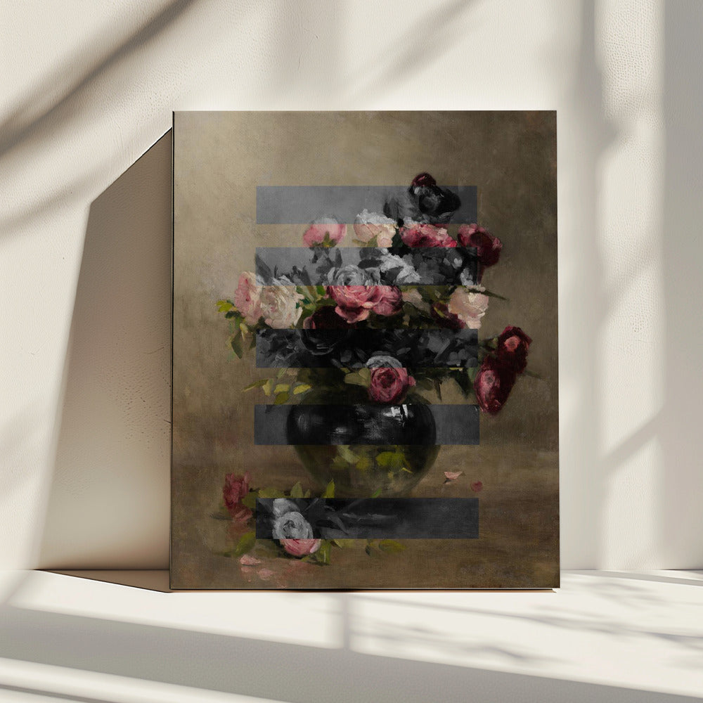 Boeket van vintage olieverfschilderijbloemen, collage | Canvas
