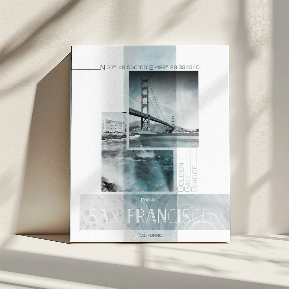 Posterkunst SAN FRANCISCO Presidio | turquoise marmer | Canvas