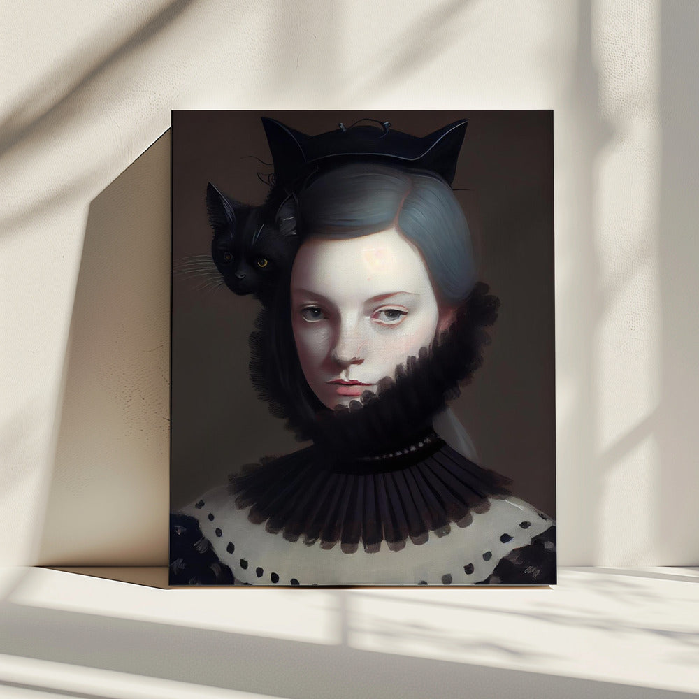 Mevrouw Zwarte Poes | Canvas