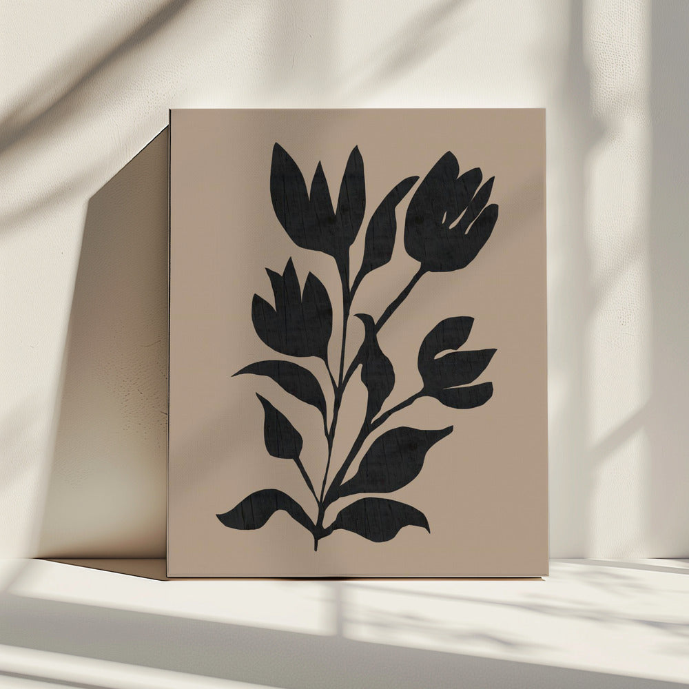 Black Tulips Modern Botanical Silhouette | Canvas