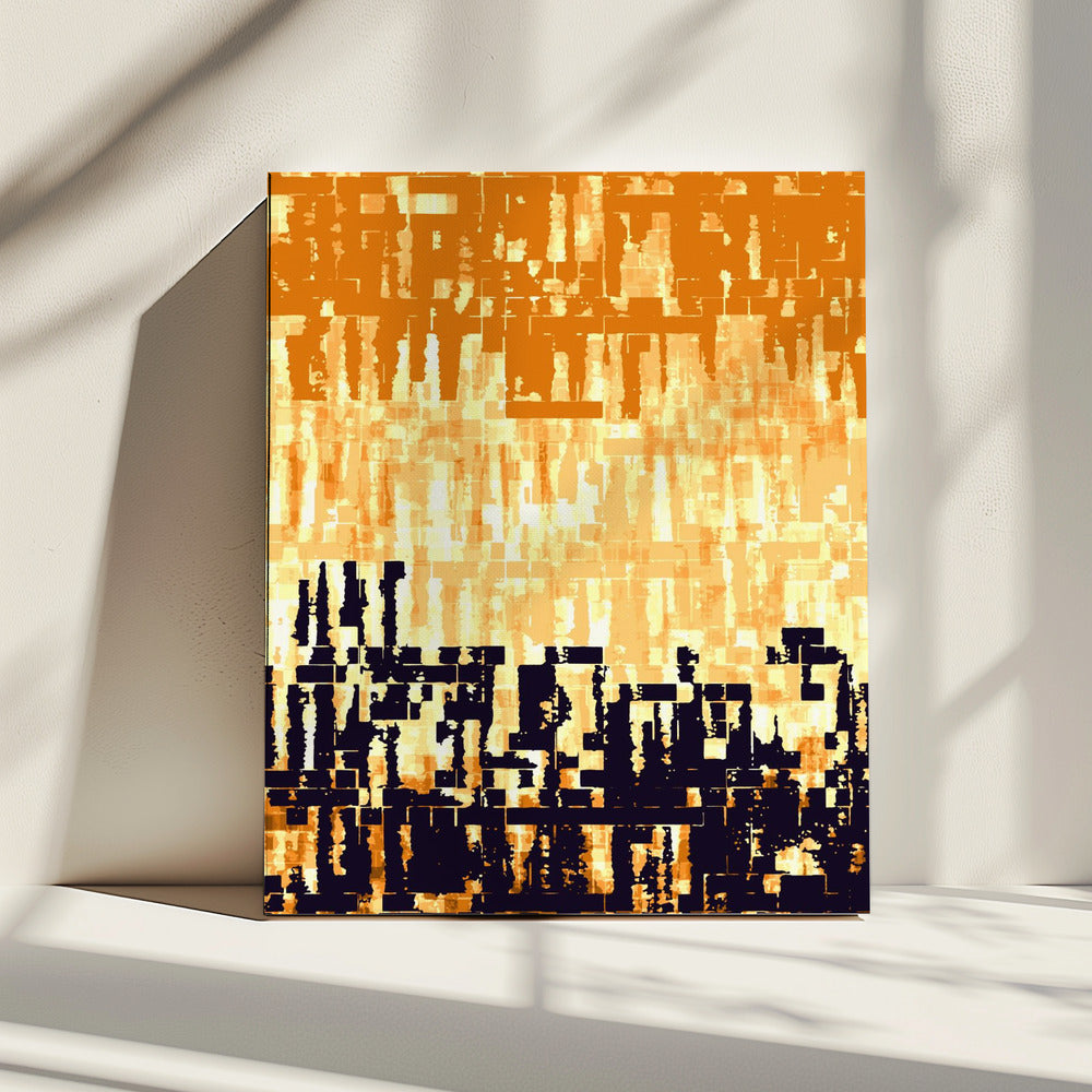 Oranje en zwart kleurenpalet met gepixelde texturen | Canvas