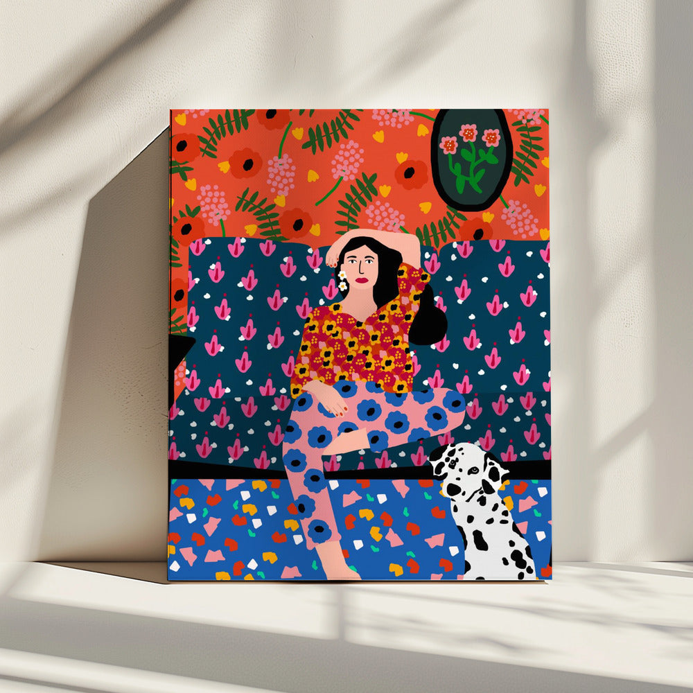Meisje op de bank | Canvas