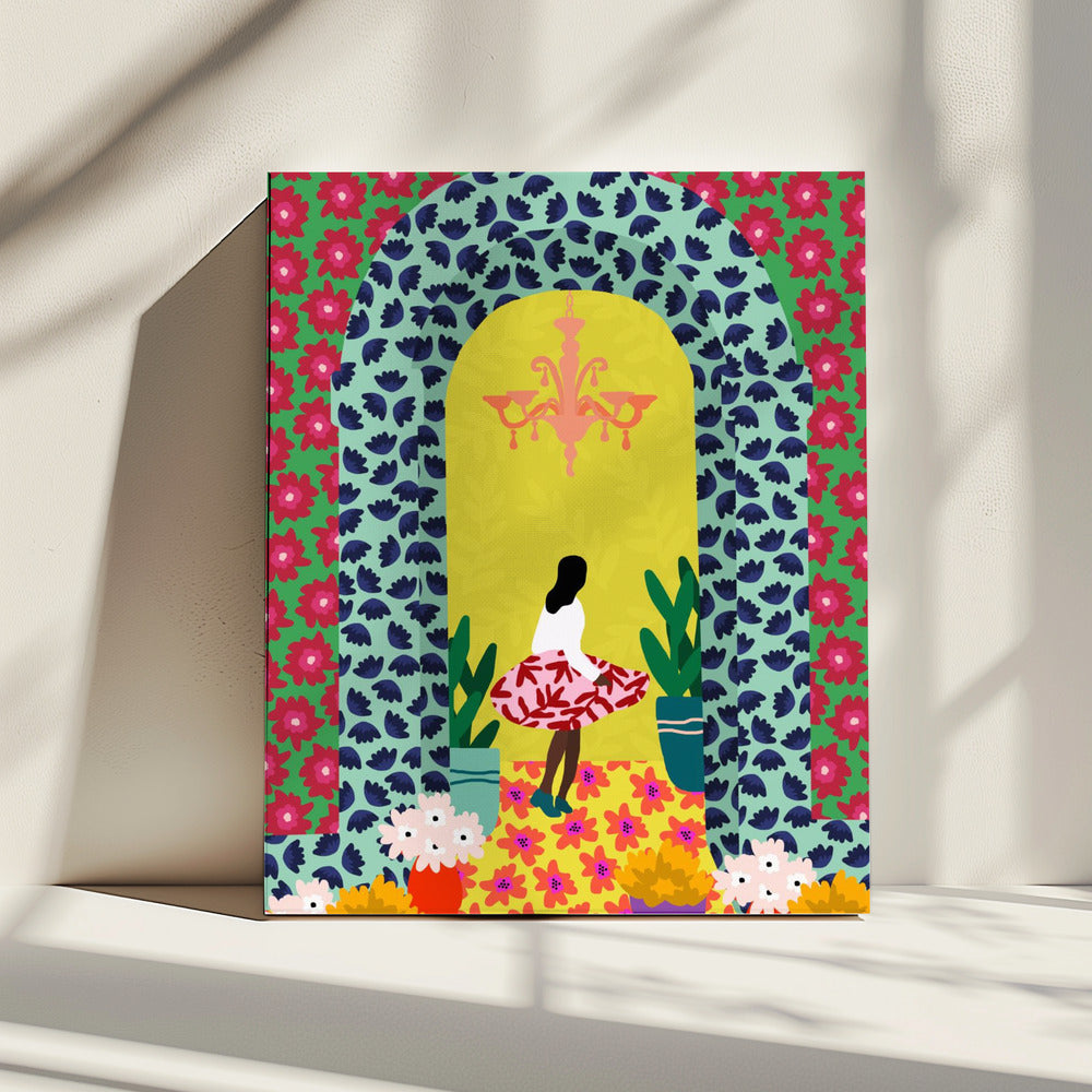 Bloemenportaalmeisje | Canvas