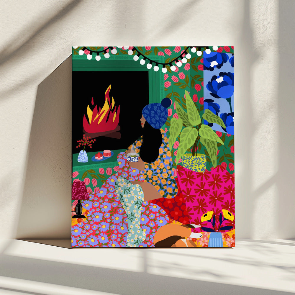 Ontspannen voor mijn open haard | Canvas