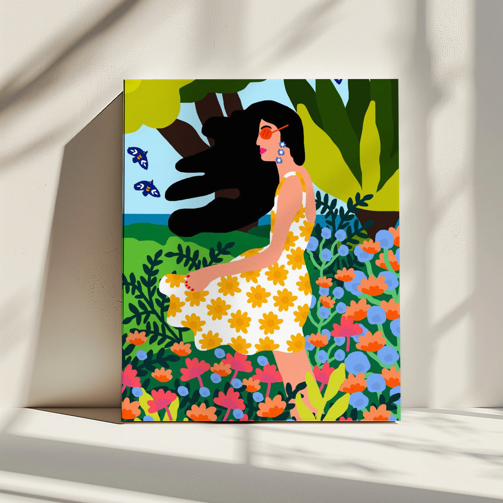 Bloemen zomermeisje | Canvas