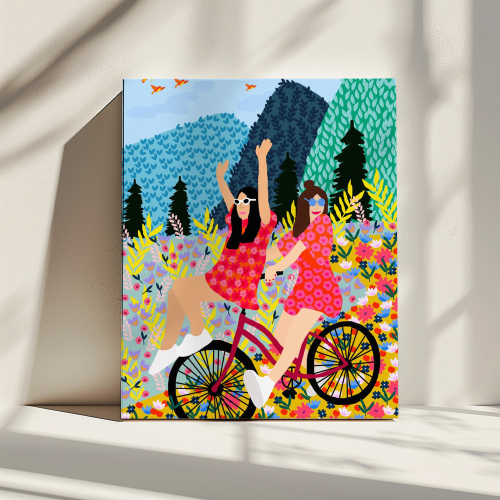 Friends on a bike | Canvas