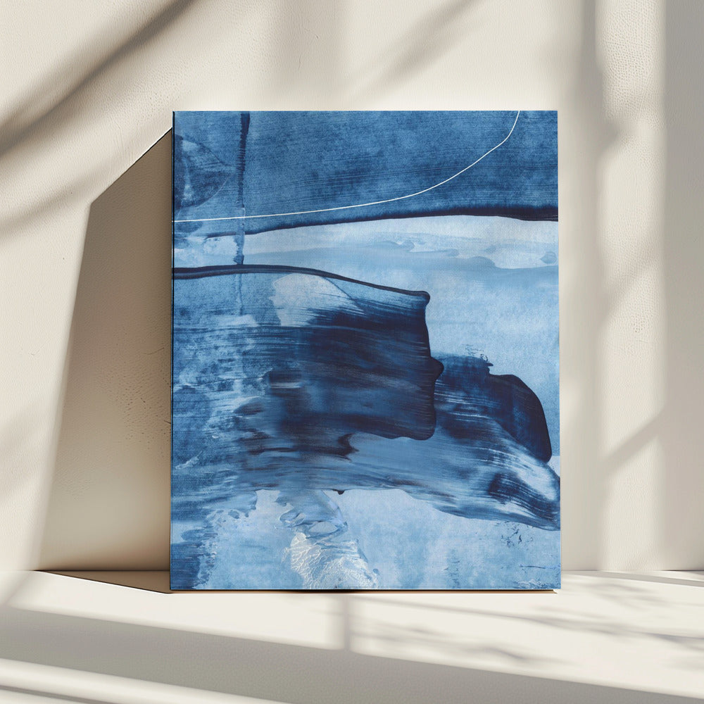 Dynamische blauwe tinten en vloeiende penseelstreken | Canvas