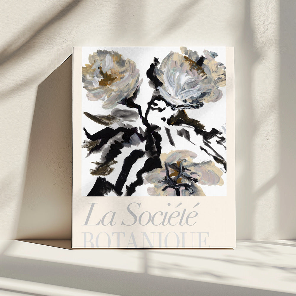 La Société Botanique Zwarte, witte en crèmekleurige bloemen | Canvas