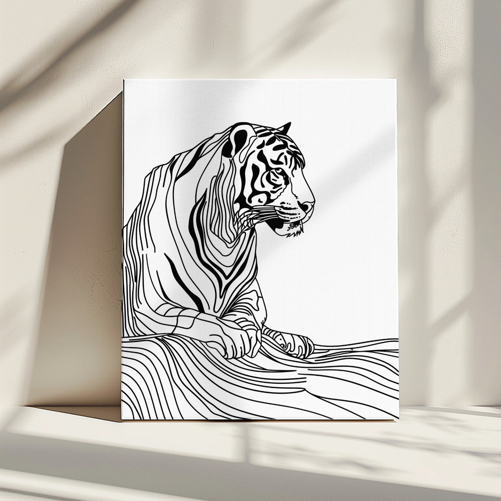 Lijnenkunst Tijger | Canvas