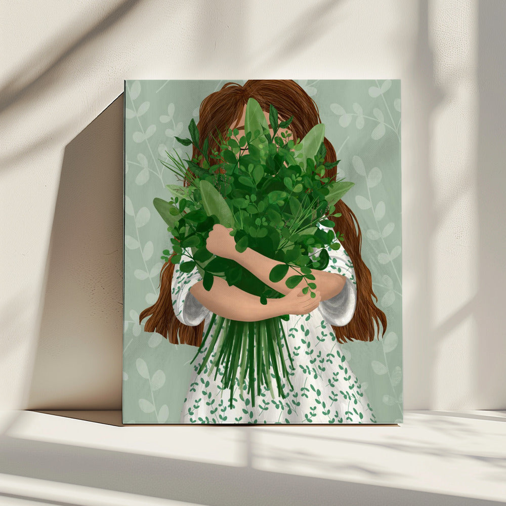 Meisje met boeket | Canvas
