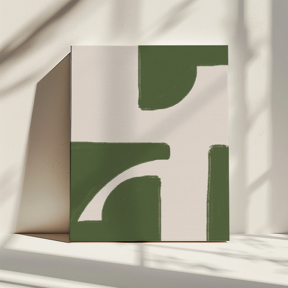 Groene geometrische stroom | Canvas