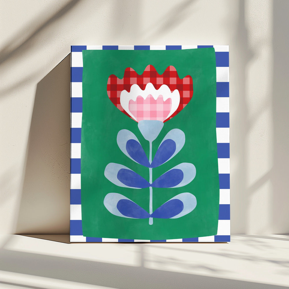 Bloemmotief met opvallende geometrische vormen | Canvas