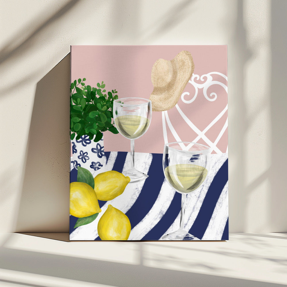 Witte wijn voor twee | Canvas