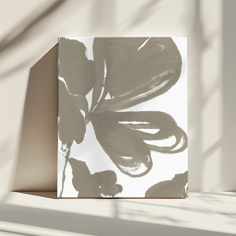 Reuzen Taupe Bloemen 1 | Canvas