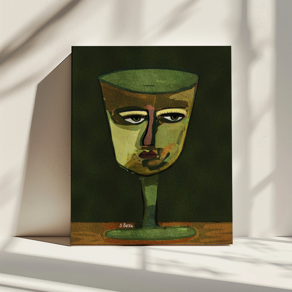 Wijnglas Dame groen | Canvas