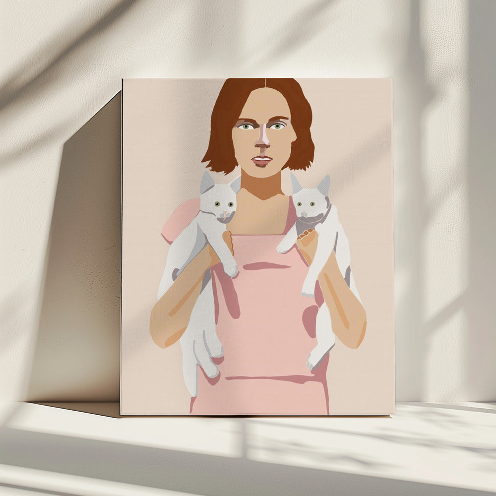 Dame met kittens | Canvas