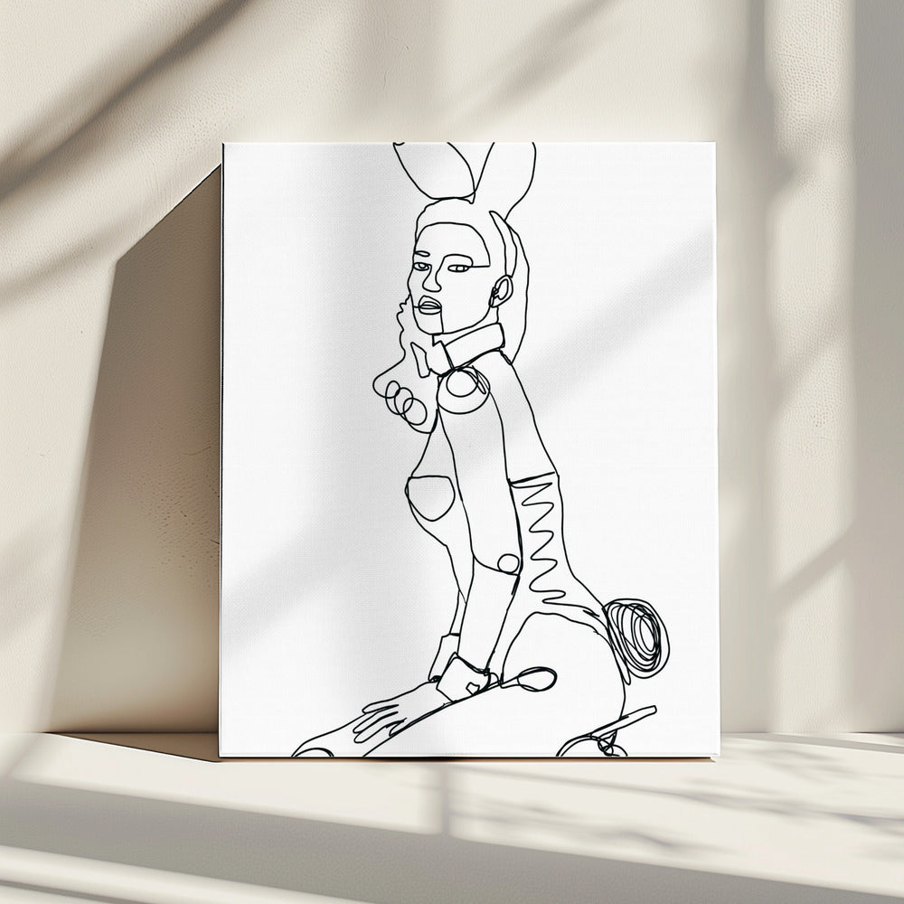 Lijntekening van Bunny Lady | Canvas